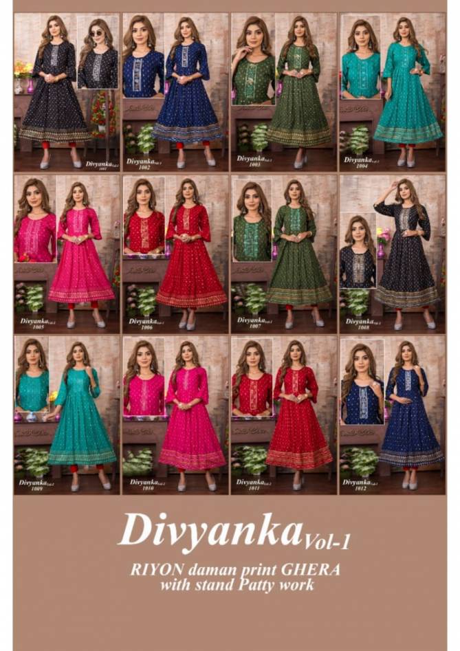 Divyanka 1 Ethnic Wear Wholesale Anarkali Kurtis Catalog
